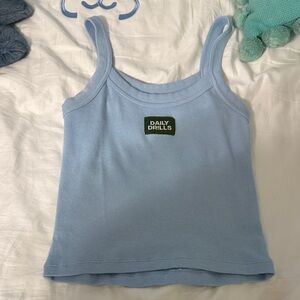 Daily Drills Sky Blue Ribbed Tank
